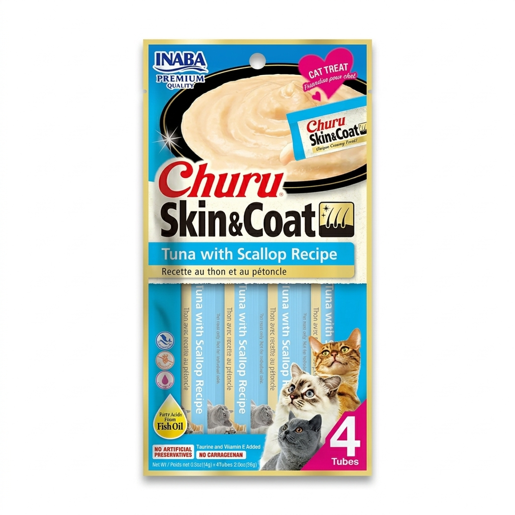 Churu Skin & Coat - Atún y Ostión - Snack Funcional Gato x4 Sachet - Prebióticos y probioticos veterinaria en MasKotas Farmavet