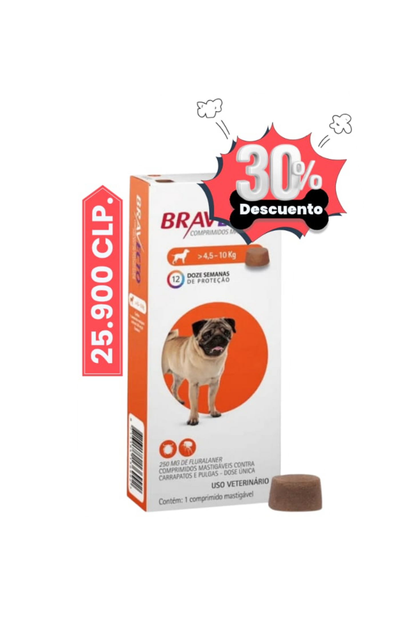 Bravecto 4.5 a 10 kg x 1 comp.