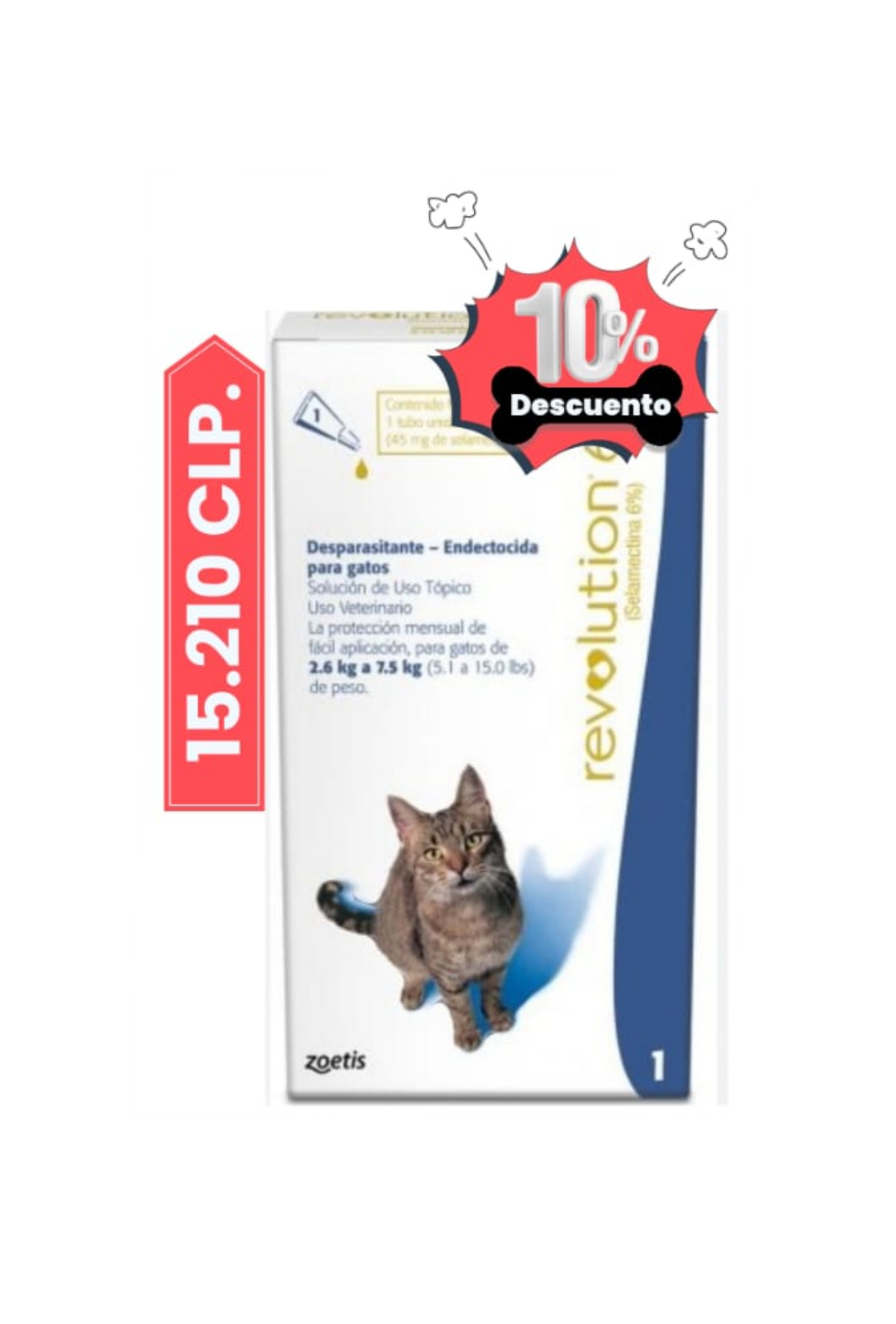 Revolution 6% pipeta Gato 2,5 a 7,5 kg x 1 unid.