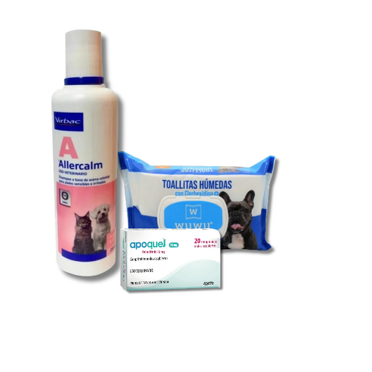 Pack Dermatitis Atópica Canina – Perros Grandes (Apoquel 16 mg + Shampoo + Toallitas)