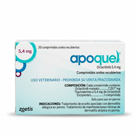 Apoquel 5.4 mg para perros medianos – Control de dermatitis alérgica (20 comprimidos)