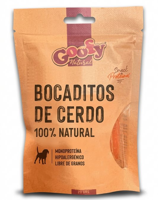 Bocaditos de Cerdo Goofy 20 g – Snack natural