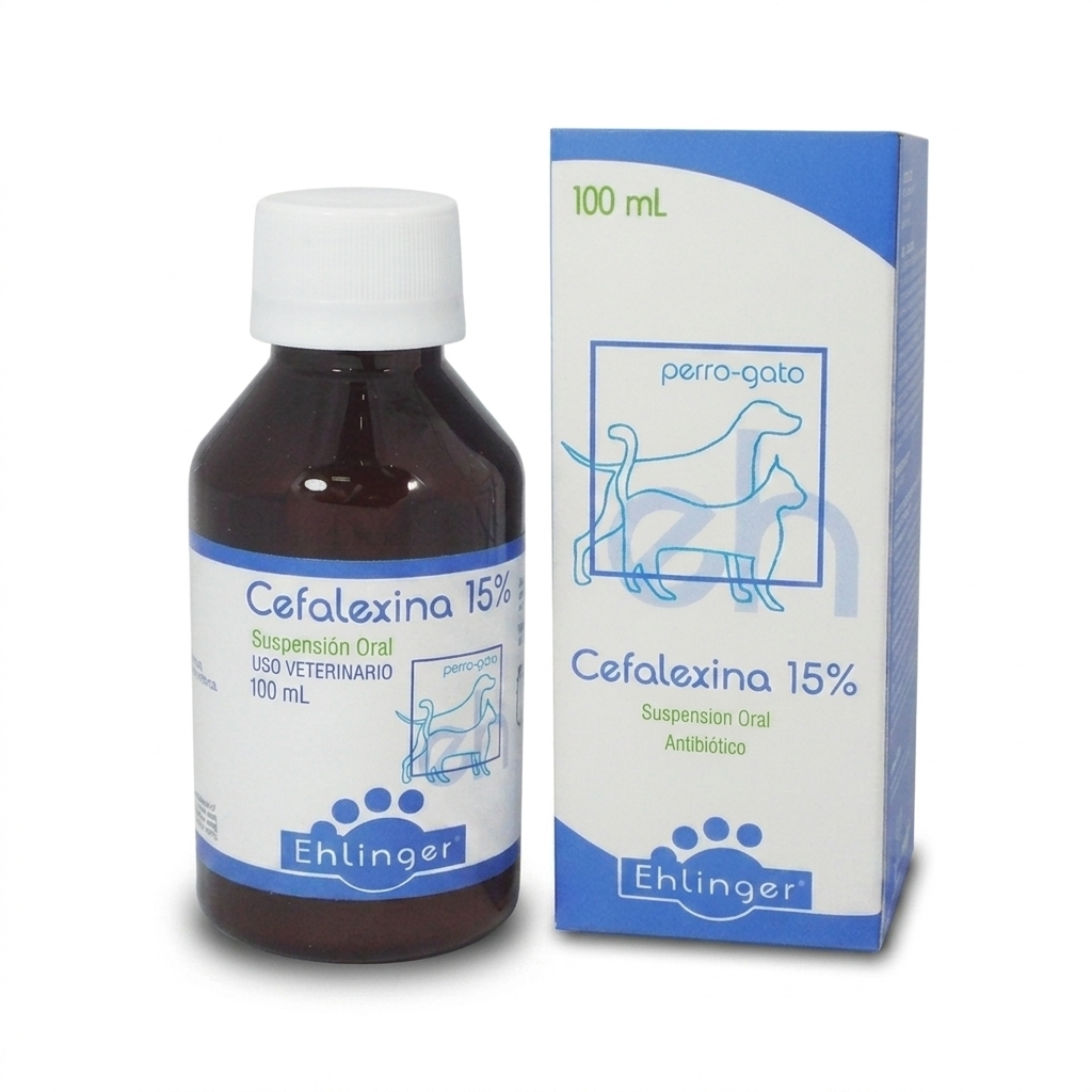 Cefalexina 15% Suspensión 100 ml Perros y Gatos – Antibiótico amplio espectro - Antibioticos veterinaria en MasKotas Farmavet