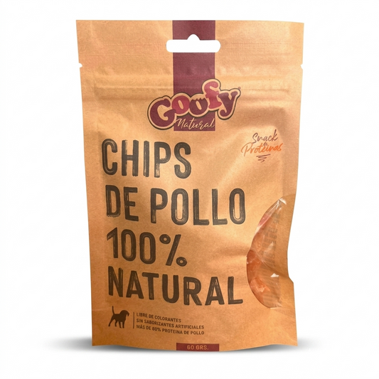 Goofy Chips Pollo 60 g Perros – Snack natural alto en proteína - Antihemeticos, Hepaticos y gástricos veterinaria en MasKotas Farmavet
