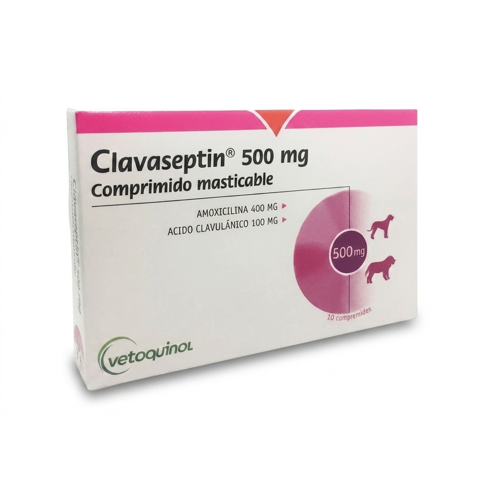 Clavaseptin 500 mg 10 comp. Perros y Gatos – Infecciones bacterianas - Antibioticos veterinaria Vetoquinol en MasKotas Farmavet
