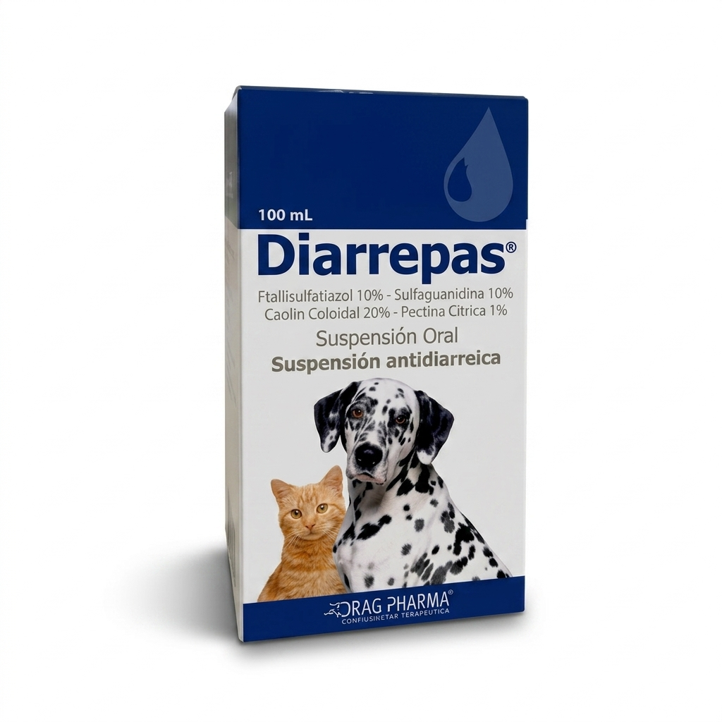Diarrepas Suspensión Oral 100 ml perros y gatos – control de diarrea aguda - Antihemeticos, Hepaticos y gástricos veterinaria en MasKotas Farmavet
