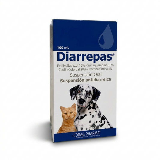 Diarrepas Suspensión Oral 100 ml perros y gatos – control de diarrea aguda - Antihemeticos, Hepaticos y gástricos veterinaria en MasKotas Farmavet
