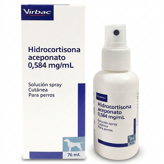 Hidrocortisona Aceponato 0.584 mg/ml 76 ml Perros – Picazón e inflamación cutánea - Dermatológicos veterinaria en MasKotas Farmavet
