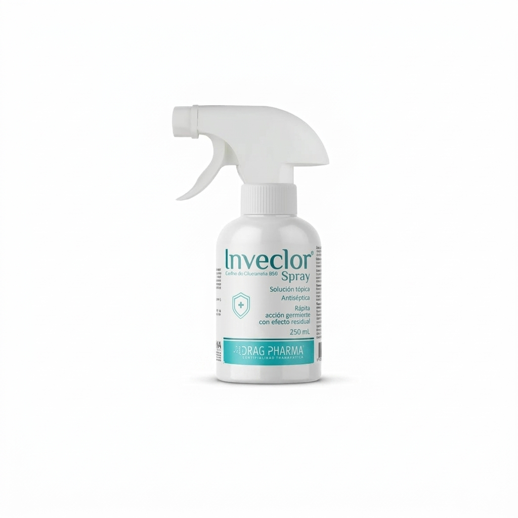 Inveclor 0,5% Spray 250 ml – Antiséptico para limpieza y desinfección de la piel en mascotas - Dermatológicos veterinaria en MasKotas Farmavet
