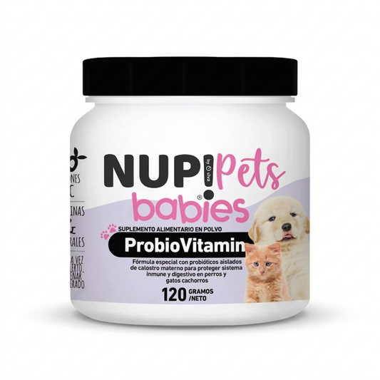 NUP! Pets Babies ProbioVitamin 120 g – Probiótico y Vitaminas para Cachorros y Gatitos