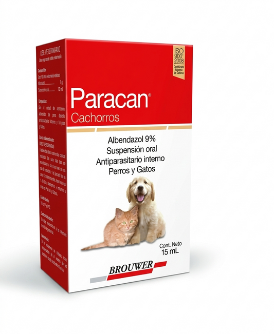 Paracan Cachorros 15 ml - Antiparasitario  interno para perros y gatos, Protección Mensual