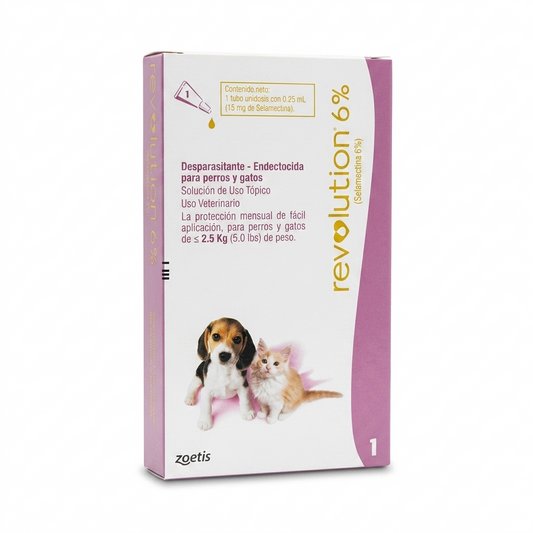 Revolution 6% Cachorros y Gatitos – Antiparasitario Interno y Externo, Protección Mensual - Antiparasitarios externo veterinaria en MasKotas Farmavet
