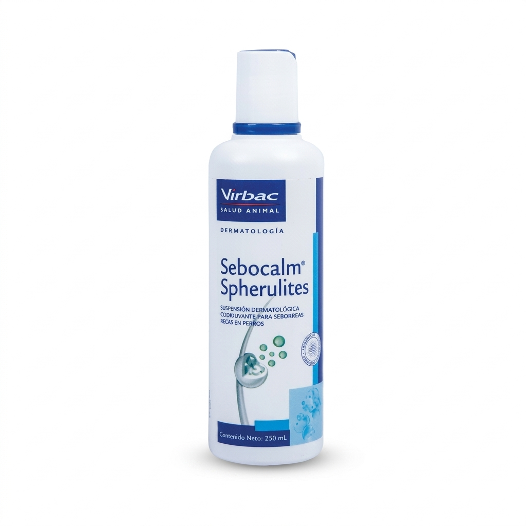 Shampoo Sebocalm Spherulites Perros y Gatos – Alivio piel sensible - Dermatológicos veterinaria en MasKotas Farmavet
