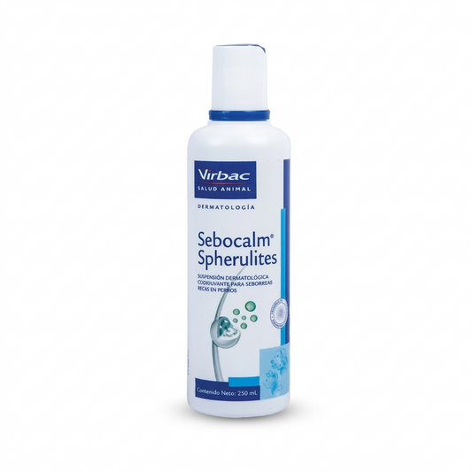 Shampoo Sebocalm Spherulites Perros y Gatos – Alivio piel sensible - Dermatológicos veterinaria en MasKotas Farmavet
