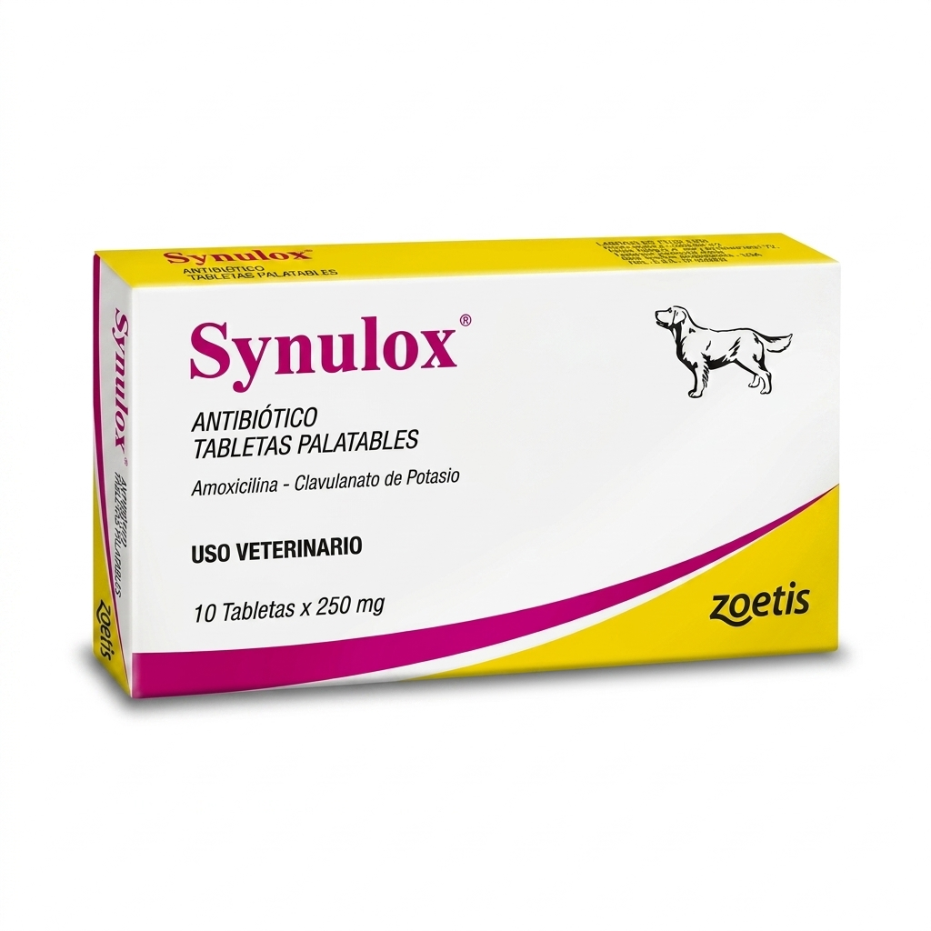Synulox 250 mg para Perros 10 comprimidos – Antibiótico de amplio espectro - Antibioticos veterinaria Zoetis en MasKotas Farmavet
