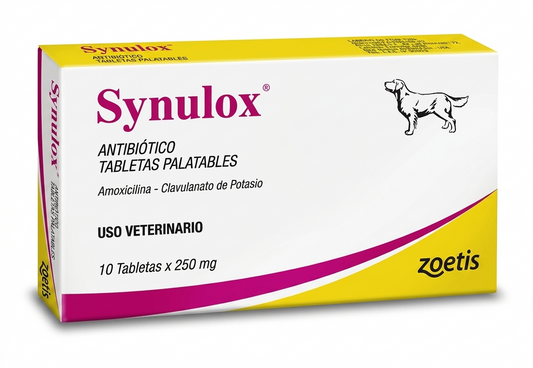Synulox 250 mg para Perros  10 comprimidos - Antibiótico Amoxicilina + Clavulánico