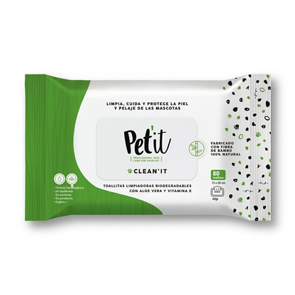 Pet’it Clean’it Toallitas Húmedas 80 unid perros y gatos – limpieza rápida e higiene diaria en MasKotas Farmavet - Especialistas en Dermatología
