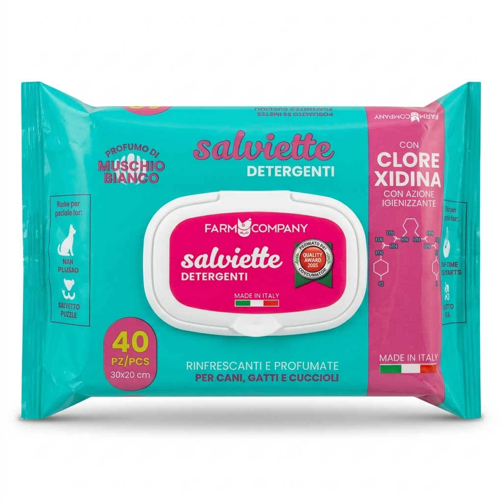 Toallitas Salviette Detergenti Clorhexidina Perros y Gatos – Infecciones y limpieza cutánea - Dermatológicos veterinaria en MasKotas Farmavet
