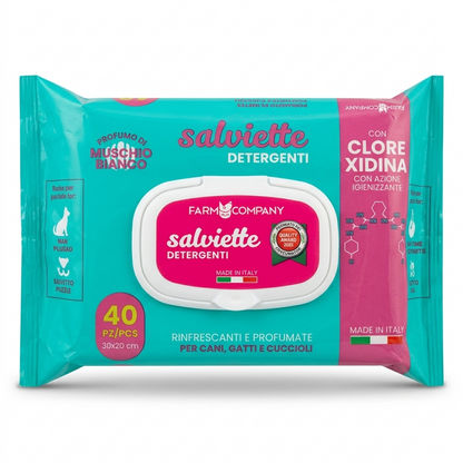 Toallitas Salviette Detergenti Clorhexidina Perros y Gatos – Infecciones y limpieza cutánea - Dermatológicos veterinaria en MasKotas Farmavet
