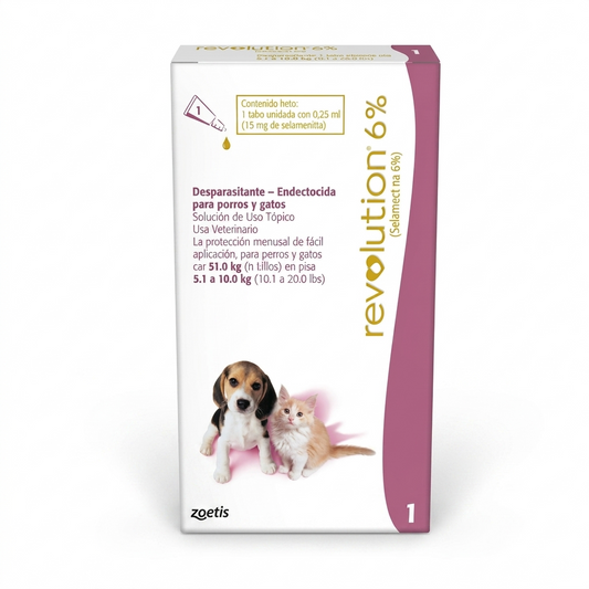 Revolution 6% Cachorros y Gatitos – Antiparasitario Interno y Externo, Protección Mensual